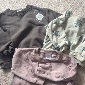 Zara Kids 3-Pack Sweatshirts - Gray, Cream, Dusty Pink